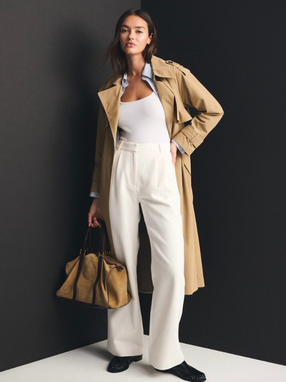A&F Sloane Tailored Wide Leg Pant Cream/Off White Sz 28 Long NWT $90